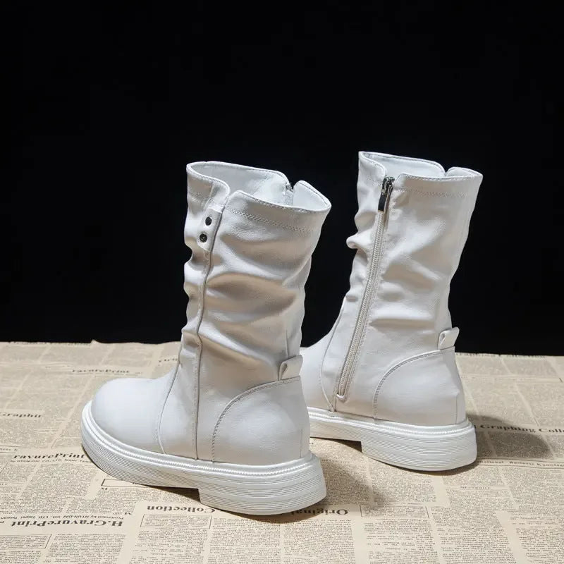 Leisure Fashion Solid Leather Martin Boots - Plush Fashion Hub