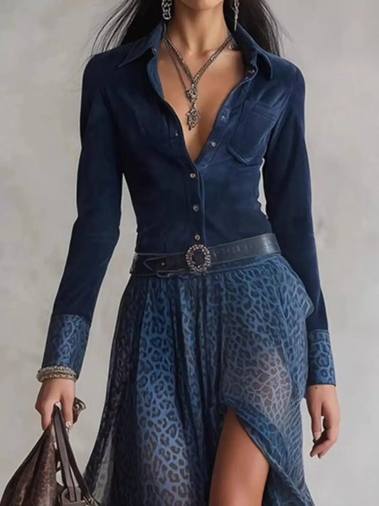 Leopard Button Front Slit Maxi Dress - Plush Fashion Hub