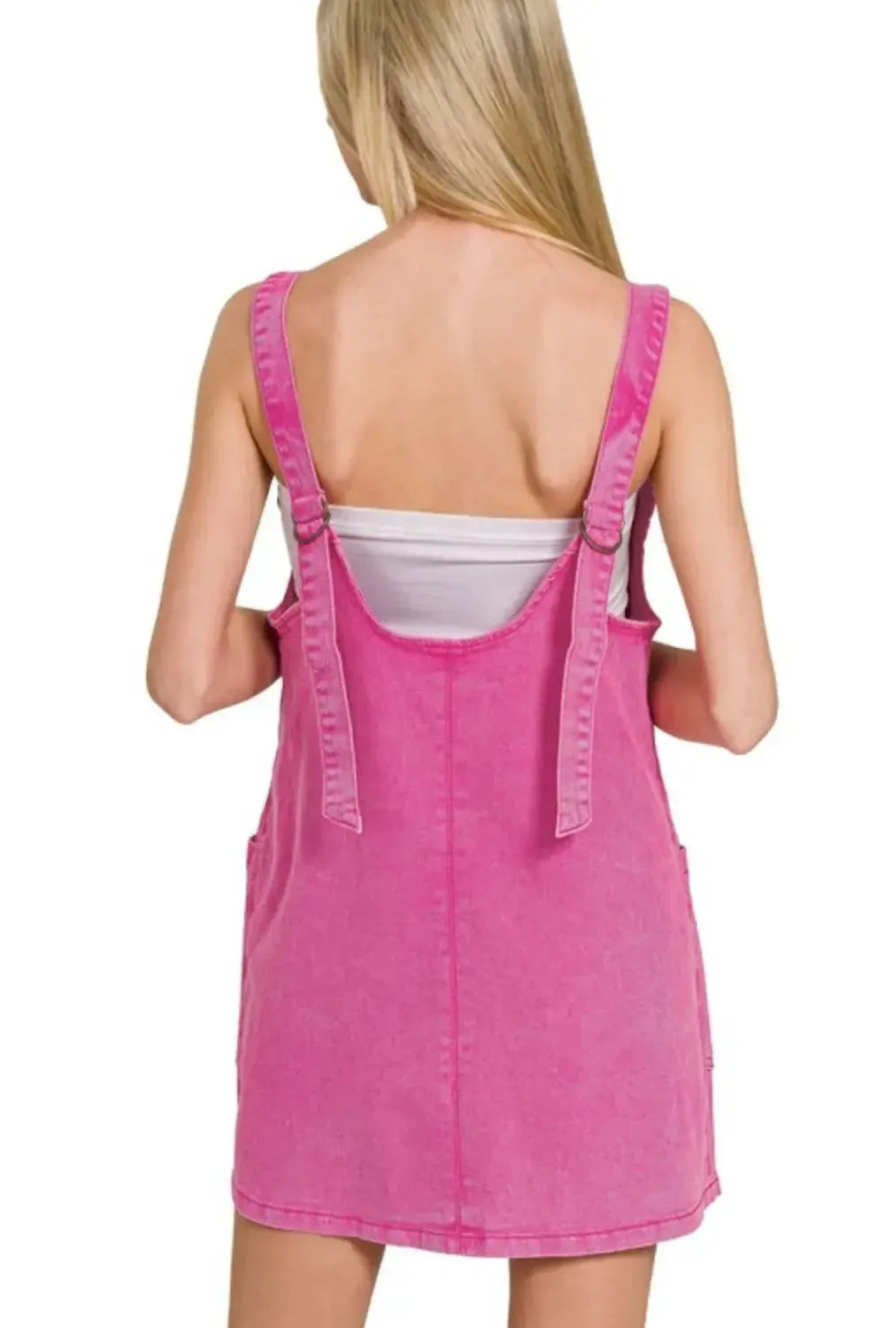 Zenana Washed Adjustable Strap Denim Overall Dress - Plush Fashion Hub