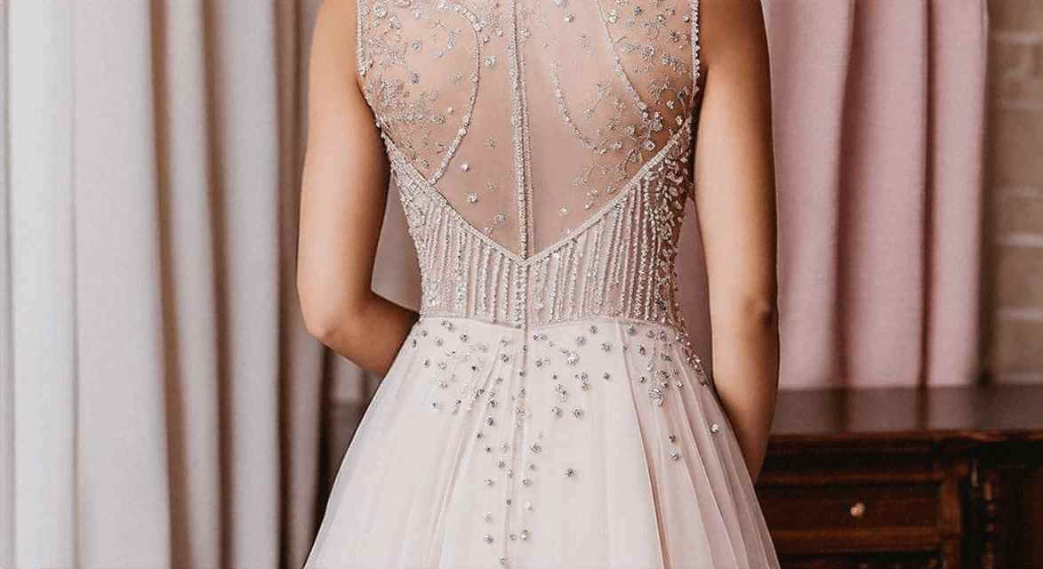 Stunning A-Line Dresses with Exquisite Beadwork and See-Through Necklines - Plush Fashion Shop