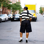 Street Style Double Waistband Studded Denim Two-Piece Set