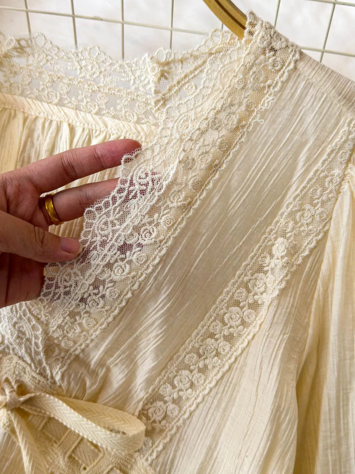 Lace detail V-neck blouse dress from Plush Fashion Hub, featuring delicate lace accents and a stylish V-neck design.