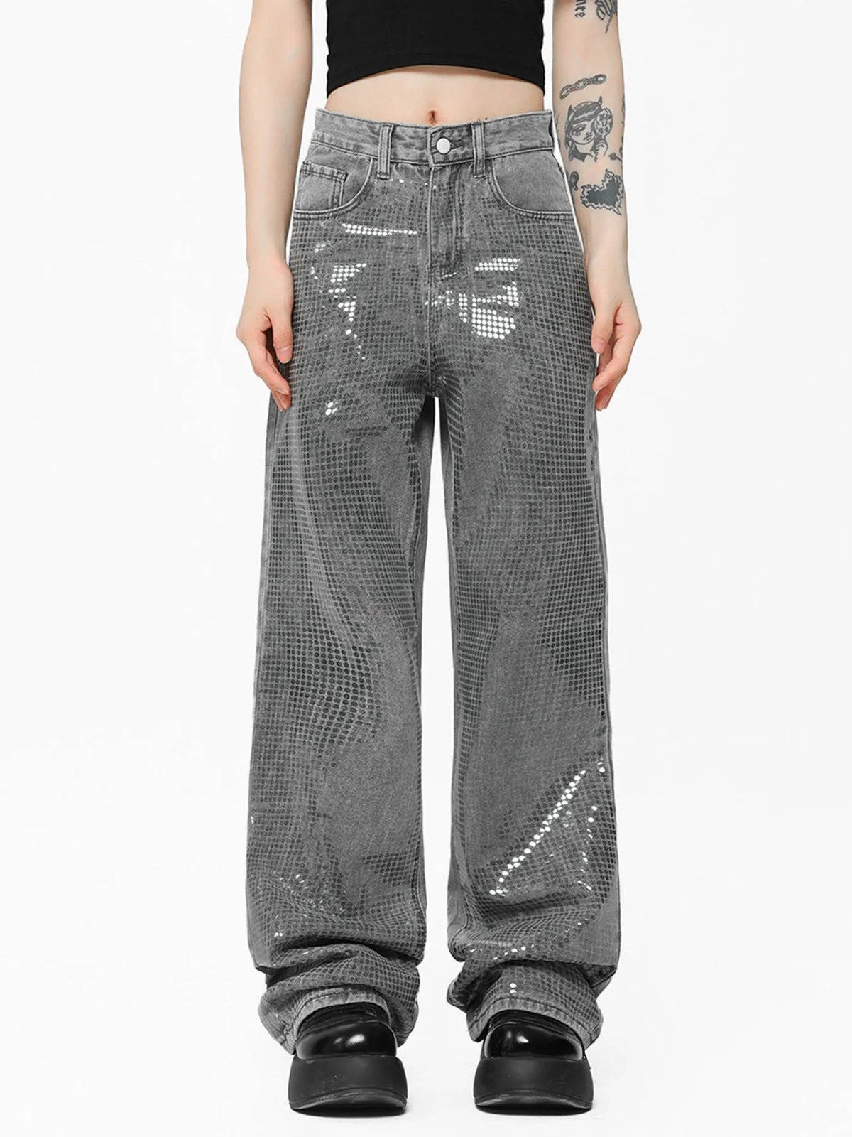 Men's straight-leg denim jeans by Plush Fashion Hub, showing a classic blue denim fabric and tailored fit.