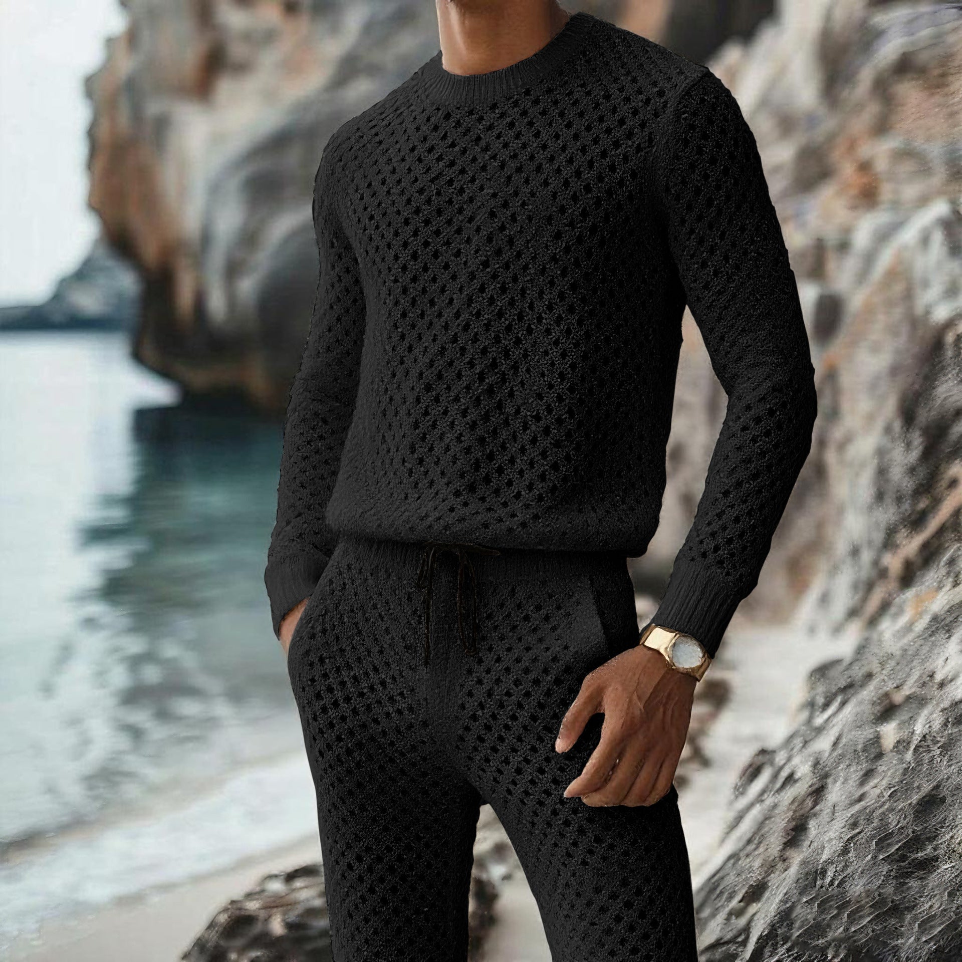 Women's Essential Ribbed Long Sleeve Knit Lounge Set