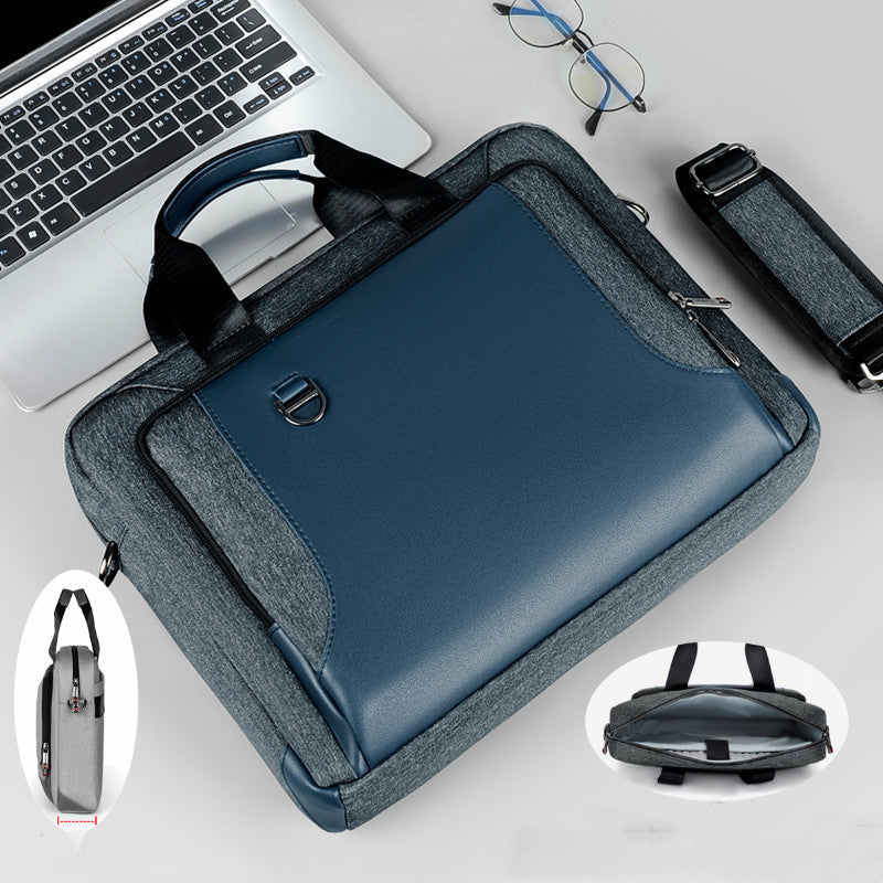 Pi-Mart men's laptop briefcase made of shockproof PU leather, featuring a sleek, professional design with sturdy handles.