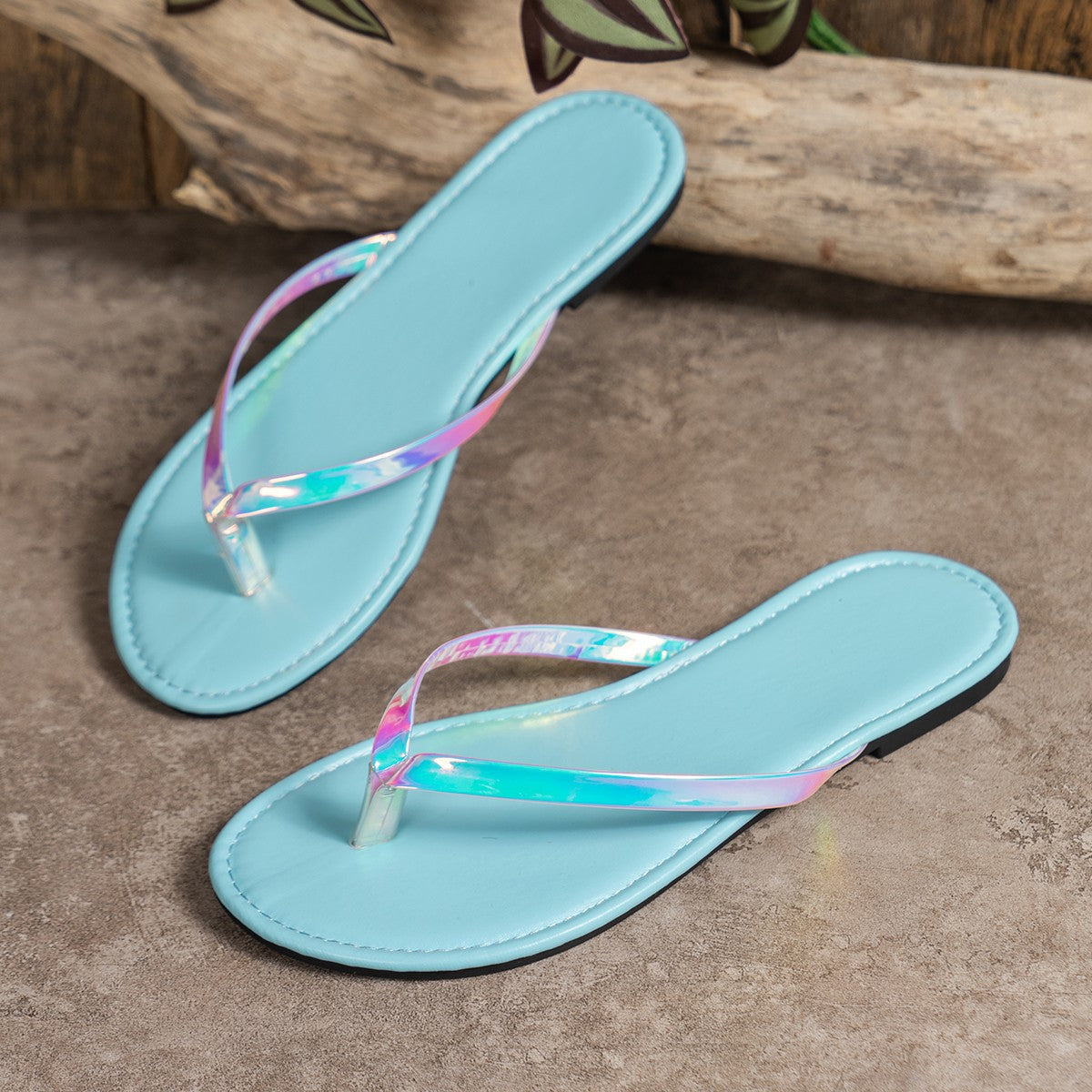 Plush Fashion Hub toe post flats sandals featuring soft plush straps and comfortable flat soles for casual wear.
