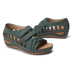 Large size European and American hollow platform Velcro sandals by LadyShow.Store, featuring open toe design and adjustable straps.