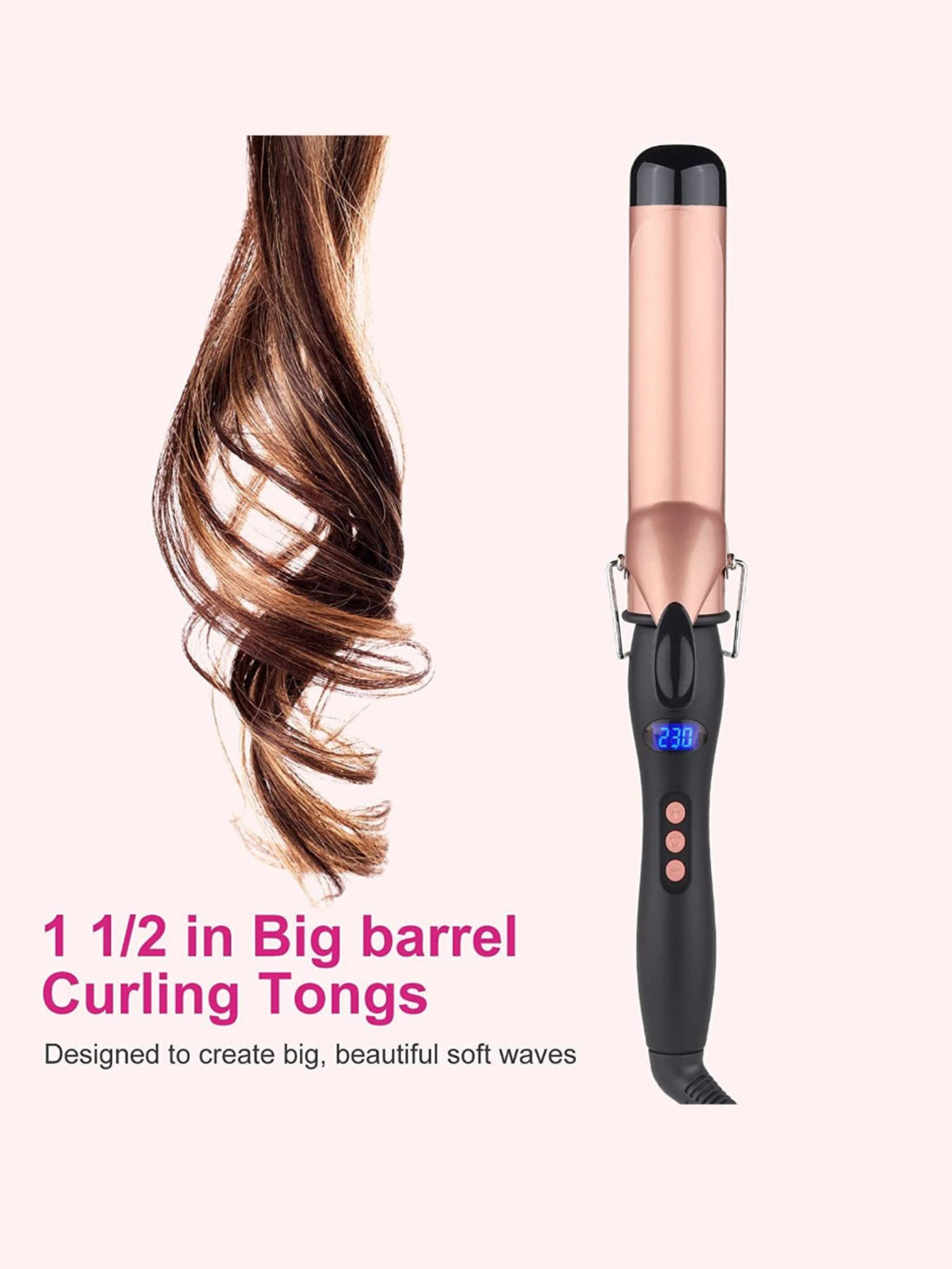 Plush Fashion Hub professional ceramic curling iron for heat styling and anti-scald safety in hair beauty tools.