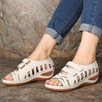 Large size European and American Velcro platform sandals with hollow design by LadyShow.Store, showcasing the stylish open-toe footwear.