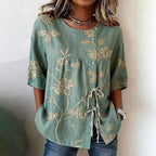 Women's floral 3D print pullover top in loose fit, elegant casualwear from Plush Fashion Hub, available in sizes S to 3XL.
