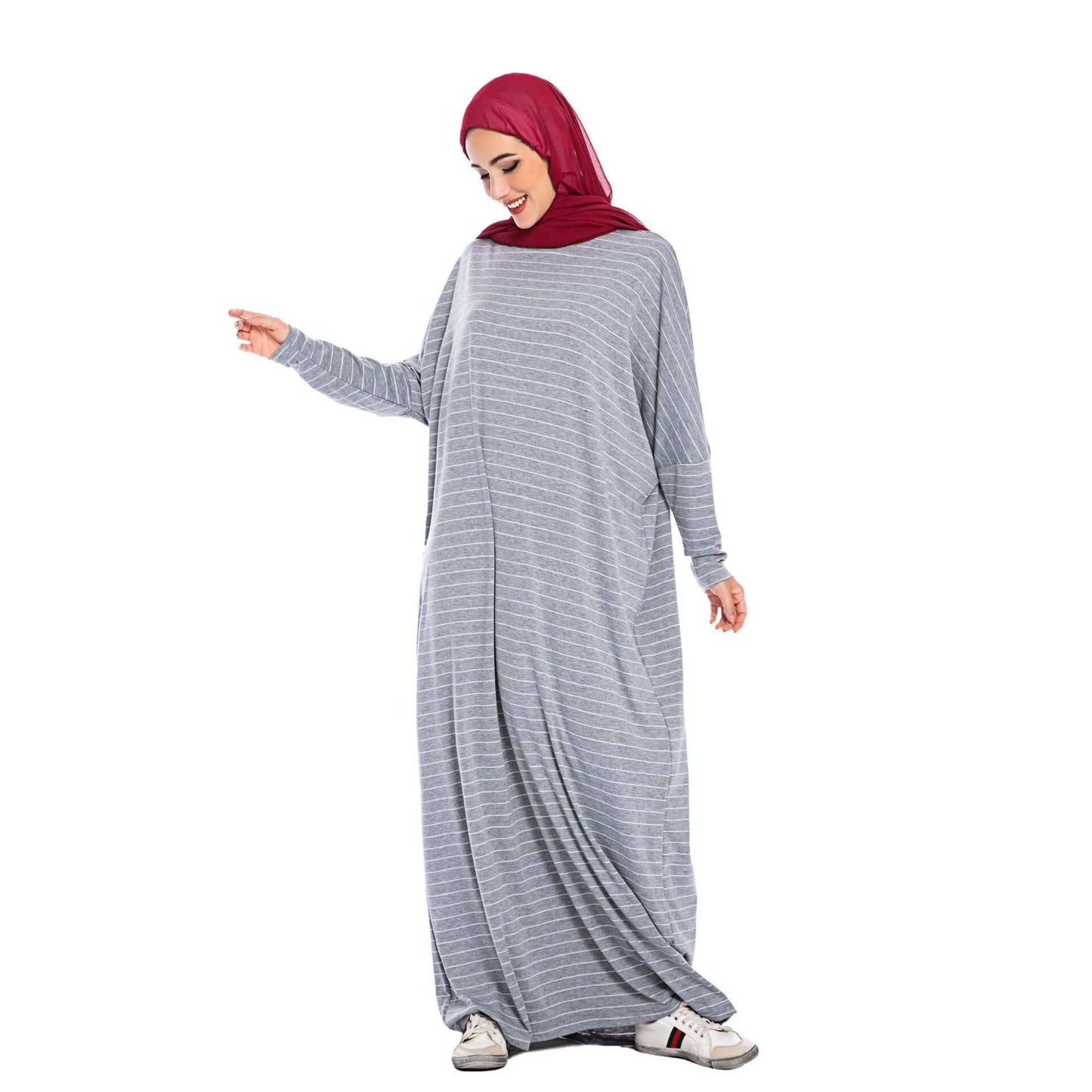 Large Women's Fashion Comfortable Bat Long Sleeve Stripe Casual Long DMake a statement with our Large Women's Fashion Comfortable Bat Long Sleeve Stripe Casual Long Dress! Made with soft cotton fabric and available in a variety of coloLong DressPlush Fashions ShopPlush Fashion Shop