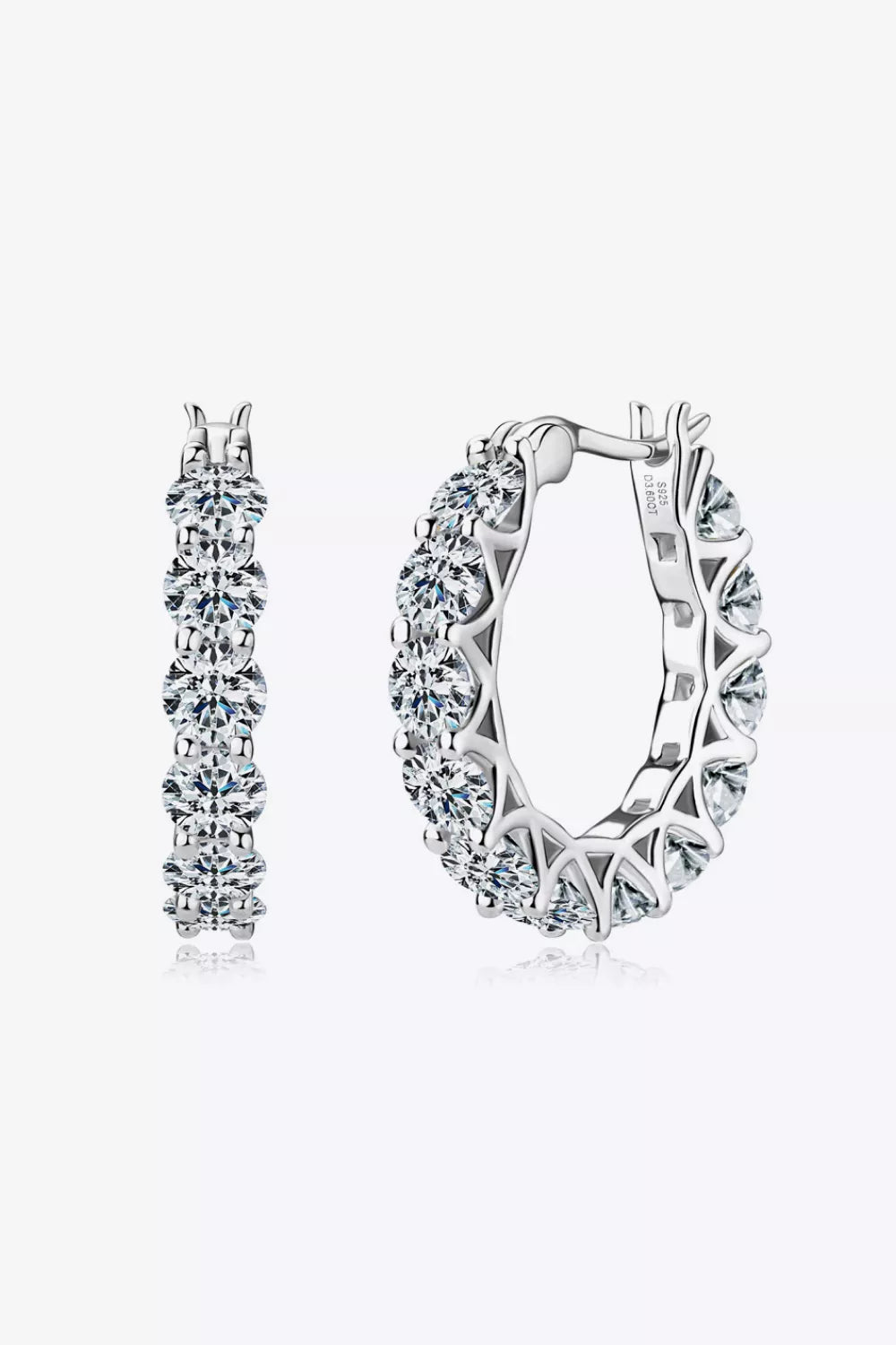 Sterling silver Moissanite earrings with sparkling 7.2 carats, featuring elegant design and high-quality craftsmanship