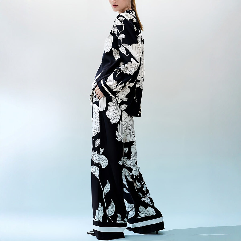 Black and White Floral Two-Piece Set