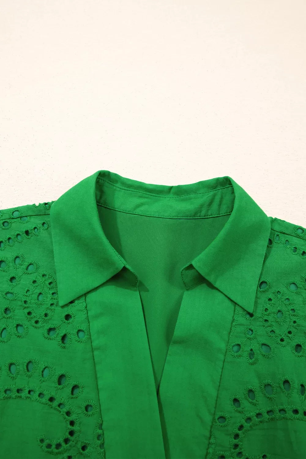 Plush Fashion Hub eyelet collar short sleeve dress featuring a classic design with a collared neckline and short sleeves.