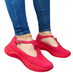 LadyShow.Store platform sneakers with buckle and fringe details, solid color suede casual shoes for a stylish, comfortable look