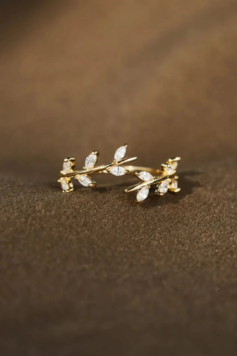 Sterling silver leaf open ring by Plush Fashion Hub featuring a delicate, nature-inspired design on a sleek band.