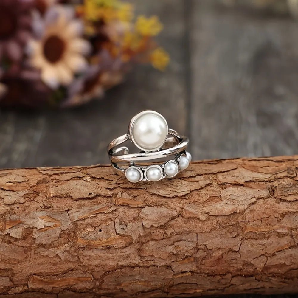 Three-layered alloy open ring from Plush Fashion Hub, featuring a modern, stylish design on a plain background.