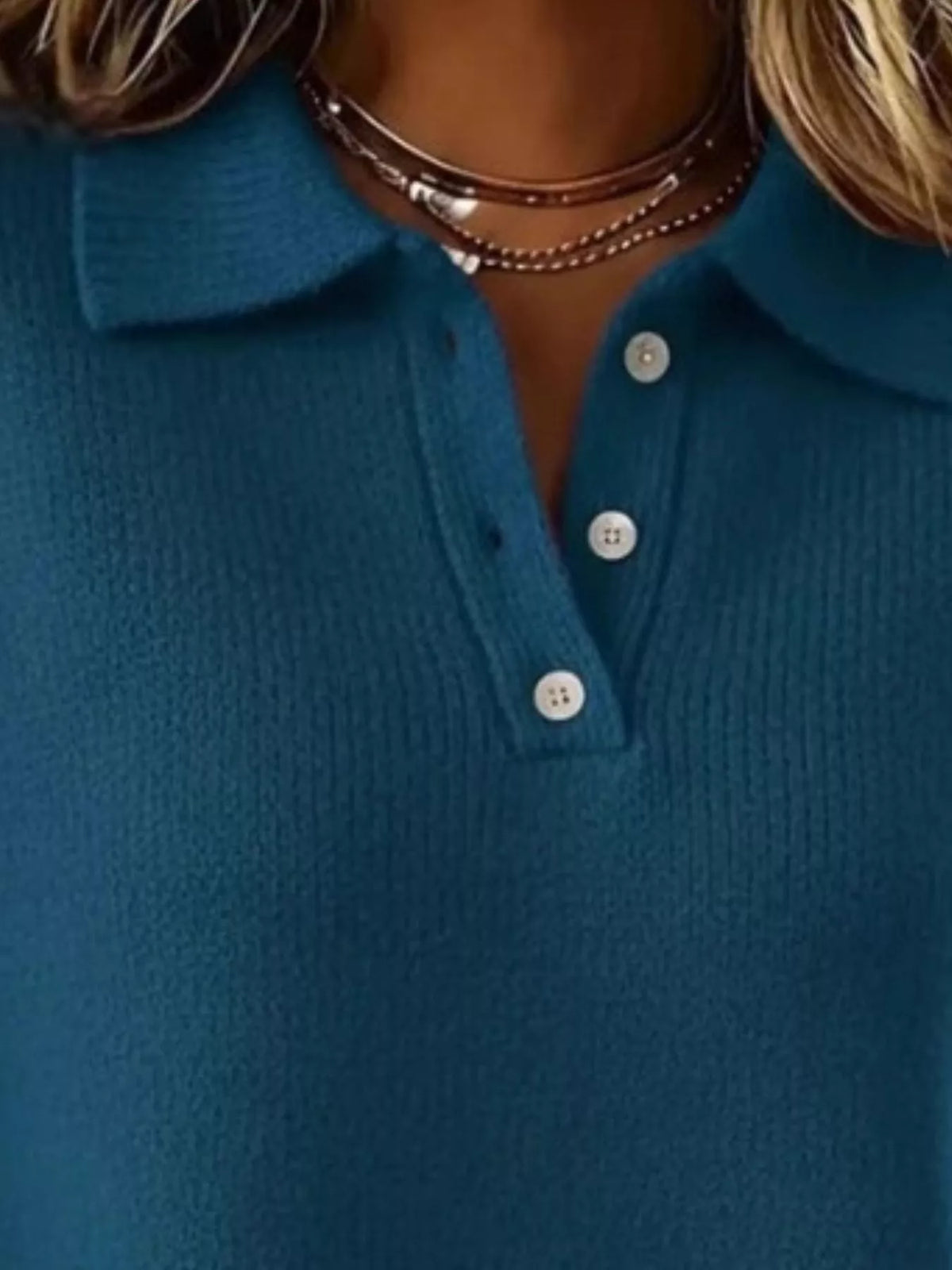 Plus size Trendsi sweater with button details and dropped shoulders, featuring a relaxed fit and cozy knit fabric.