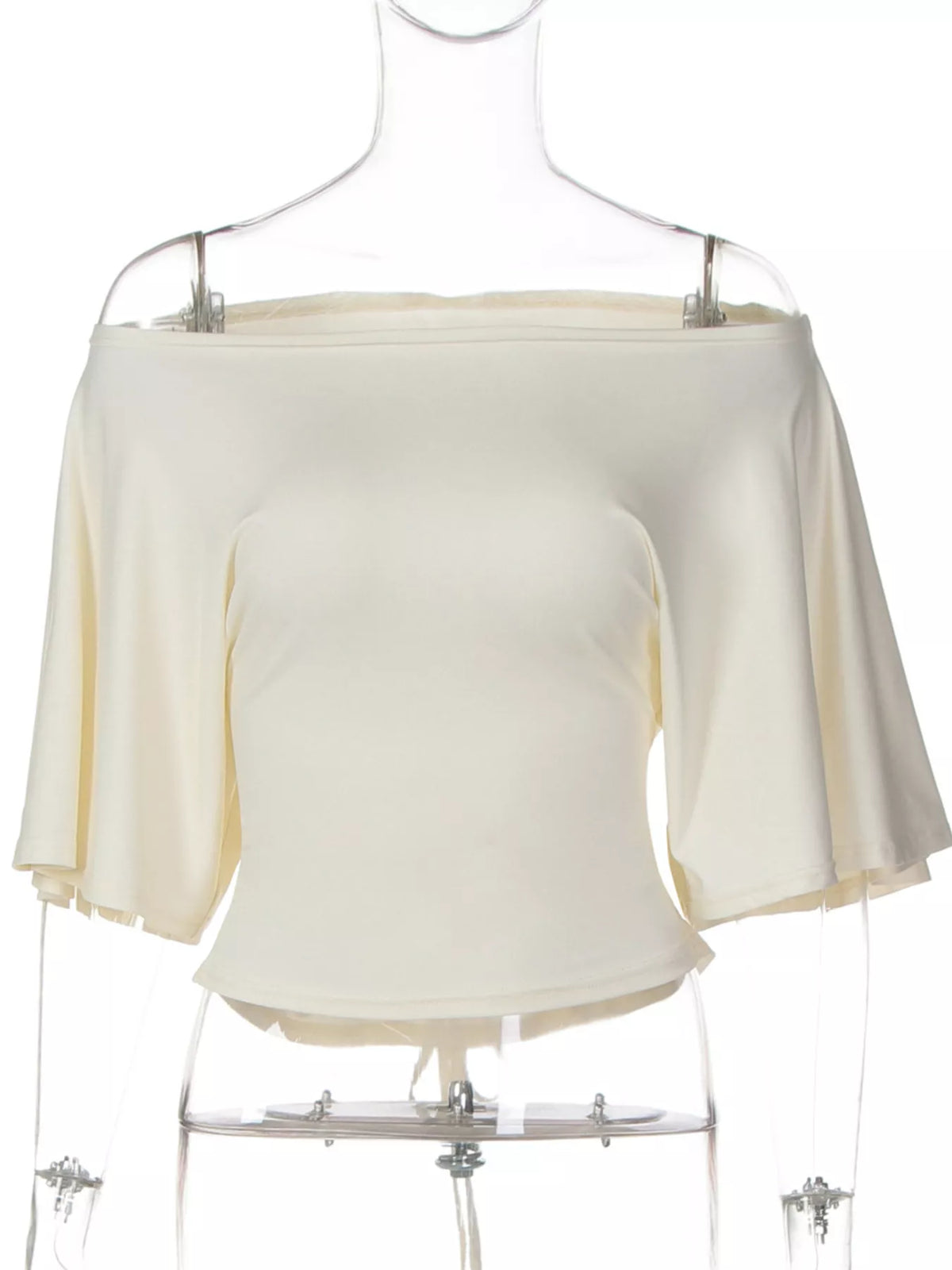 Plush Fashion Hub boat neck short sleeve T-shirt in a casual tops style, featuring a classic fit and soft fabric.