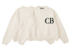 Unisex Casual Oversized CB Letter Knit Crew Neck Sweater