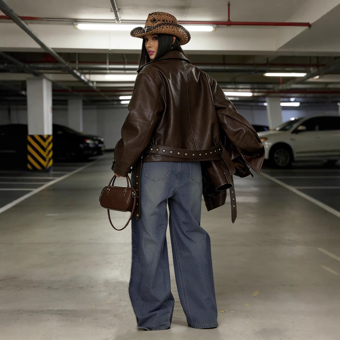 Eprolo washed denim multi-button straight leg jeans showing front view with classic five-pocket design and button fly detail.