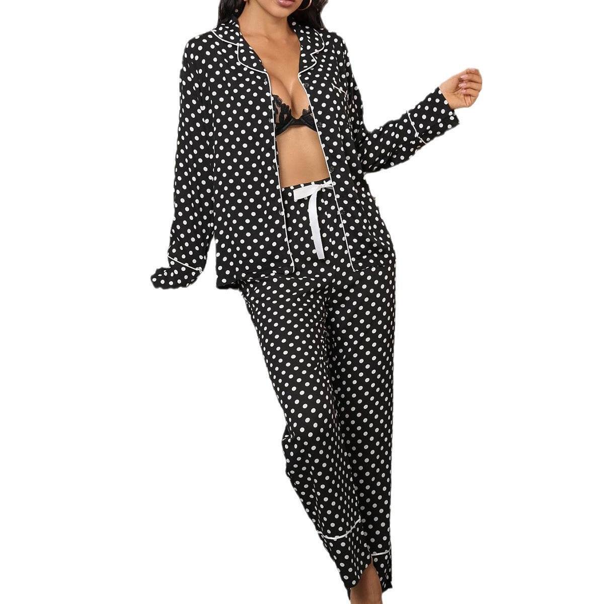 Ladies' Polka Dot Printed Long-sleeved Two-piece Pajamas SetUpgrade Your Sleepwear with Our Polka Dot Pajamas Set
Experience ultimate comfort and style with our Ladies' Polka Dot Printed Pajamas Set. The long-sleeved top and PajamasPlush Fashions ShopPlush Fashion Shop