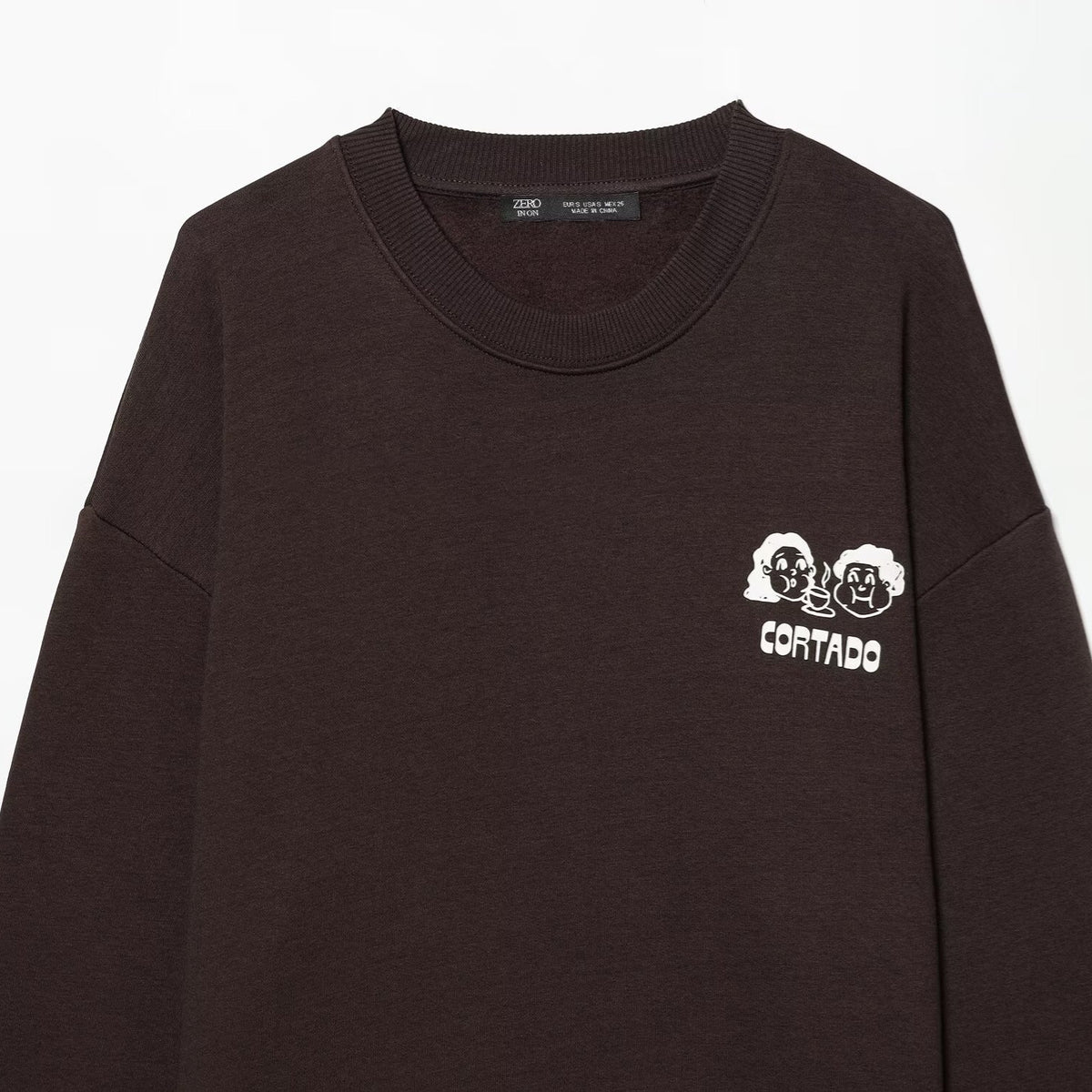 Women's printed coffee brown long sleeve hoodie from Plush Fashion Hub, casual pullover with cozy fabric and stylish design.