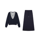 Cozy Chic Faux Two-Piece Hoodie and Drawstring Skirt Set