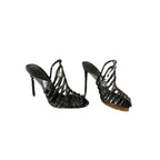 Elegant genuine sheepskin high heels with metal accents from eprolo, featuring a stylish design and sleek heel silhouette.