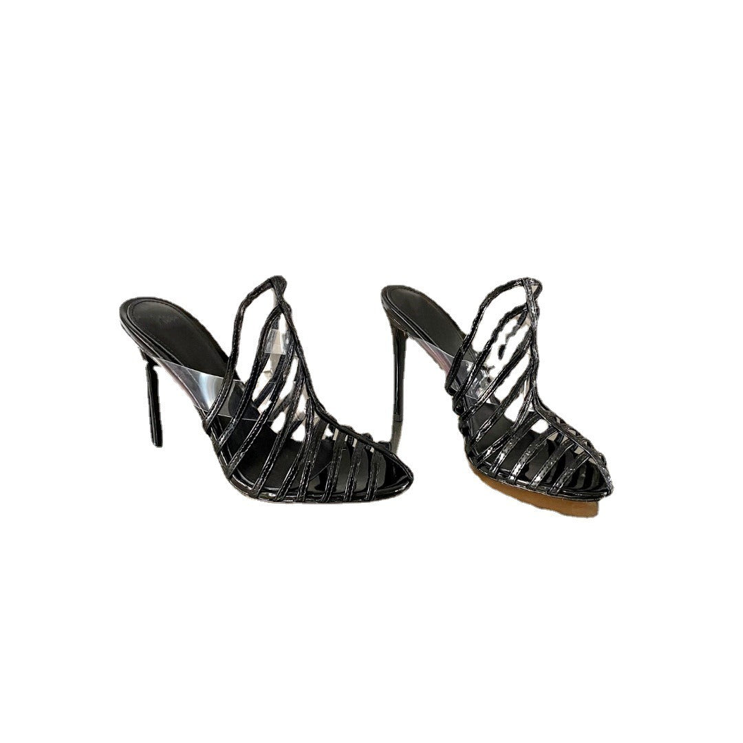 Elegant genuine sheepskin high heels with metal accents from Plush Fashion Hub, showcasing a stylish heel design and luxurious material.