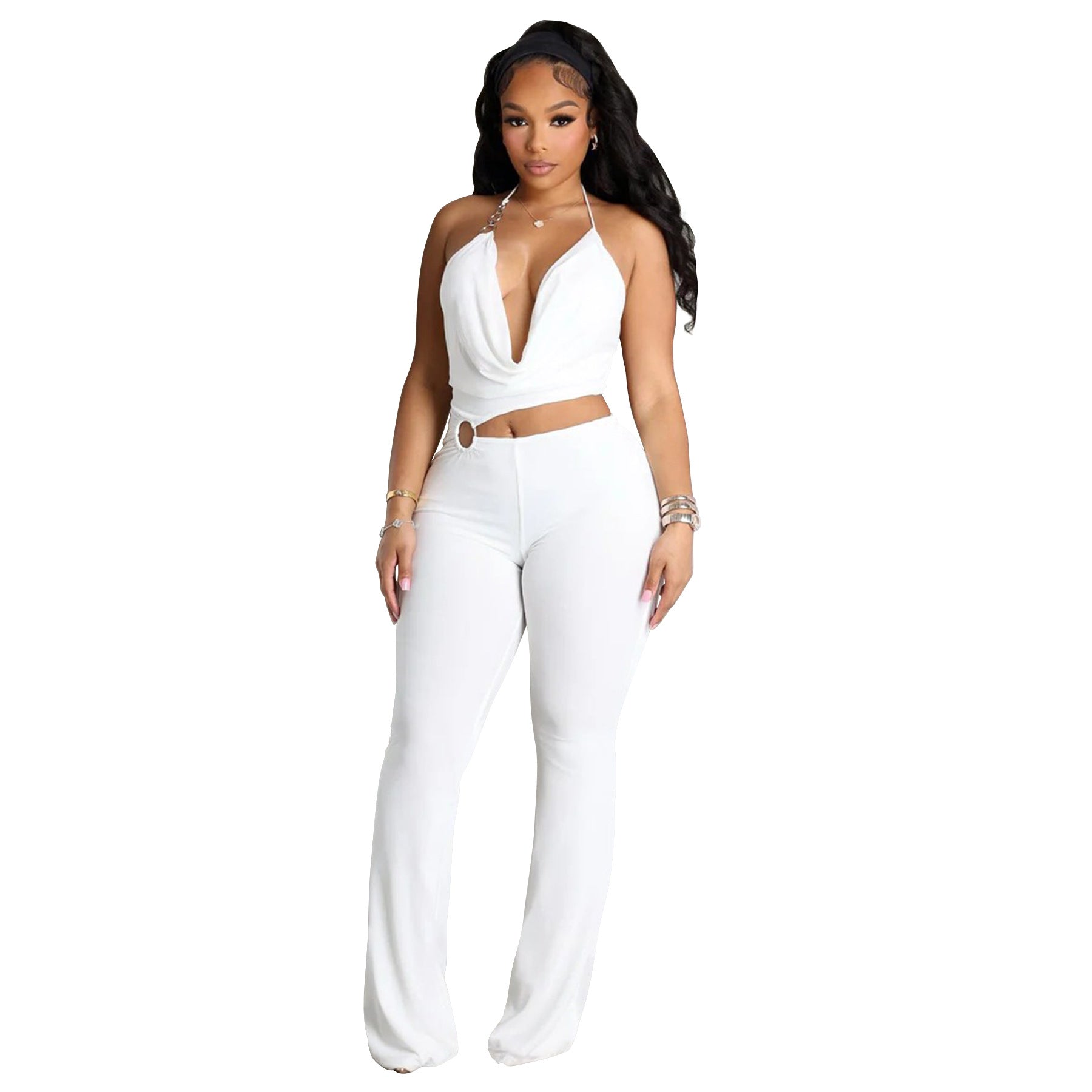Sleek Halter Neck Cut-Out Waist Jumpsuit