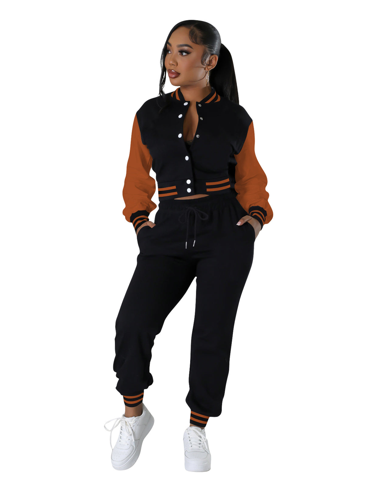 Modern spliced buckle two-piece set by Plush Fashion Hub featuring stylish, coordinated outfit with buckle details and modern design.