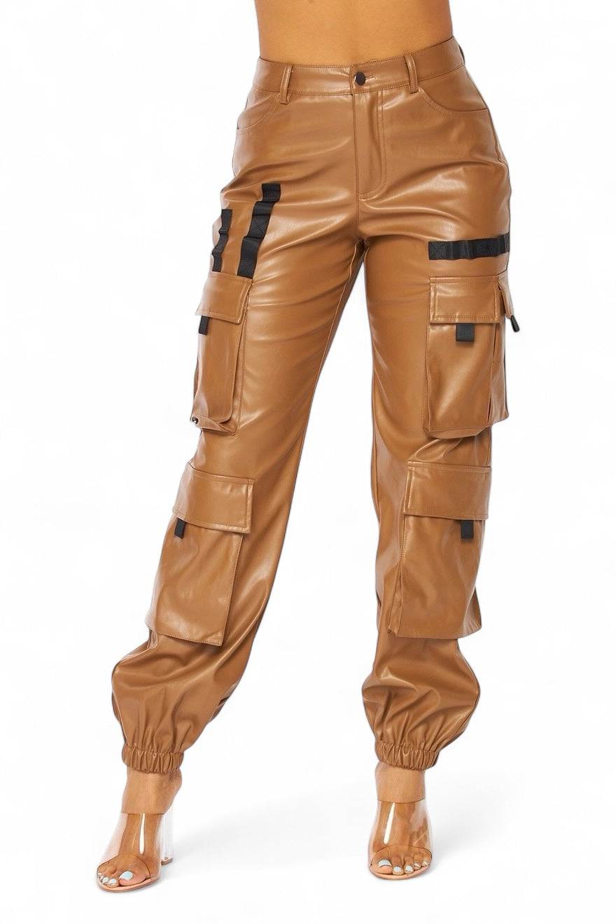 It's My Year Vegan Leather Cargo Jogger Pants The House of Stylez