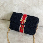 Soft hand-woven fleece-lined plush one-shoulder bag for women, featuring a stylish design and cozy texture.