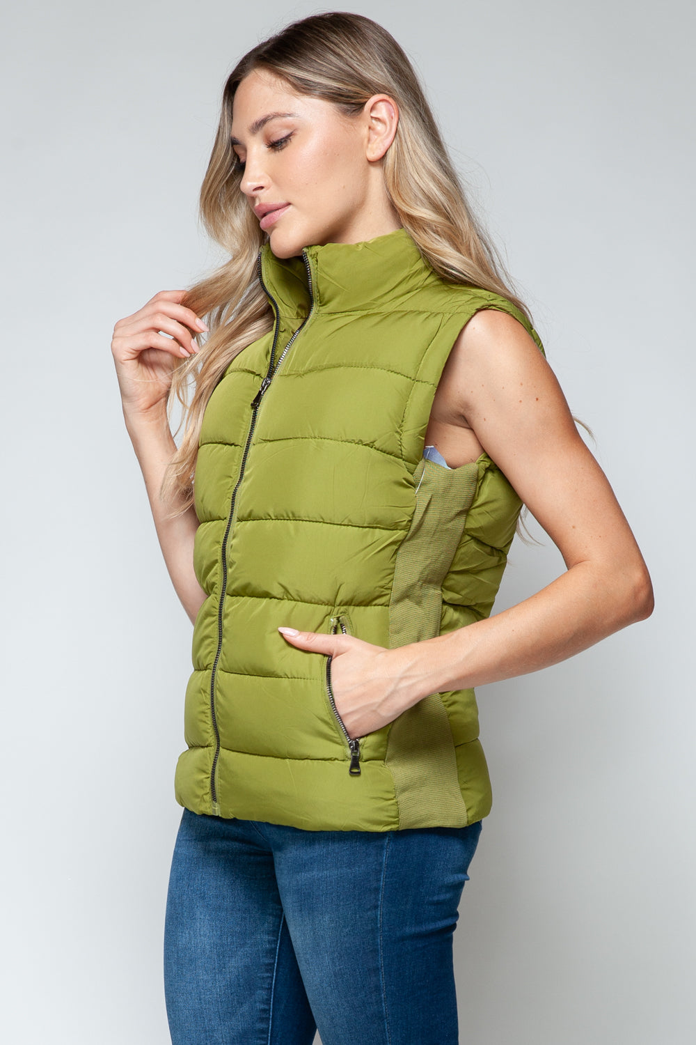 Snobbish Zip Up Turtleneck Vest with Pockets - Plush Fashion Shop #