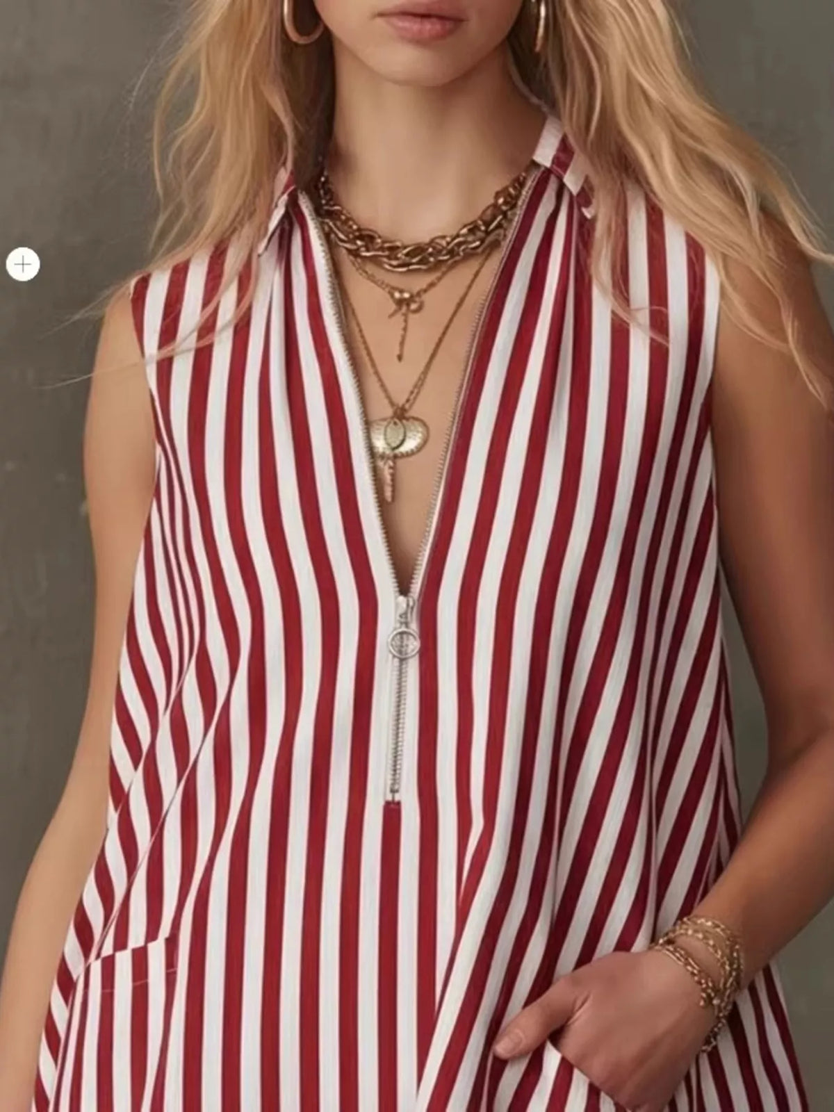 Striped zipper neck ruffle hem dress by Plush Fashion Hub featuring a stylish design and feminine details.