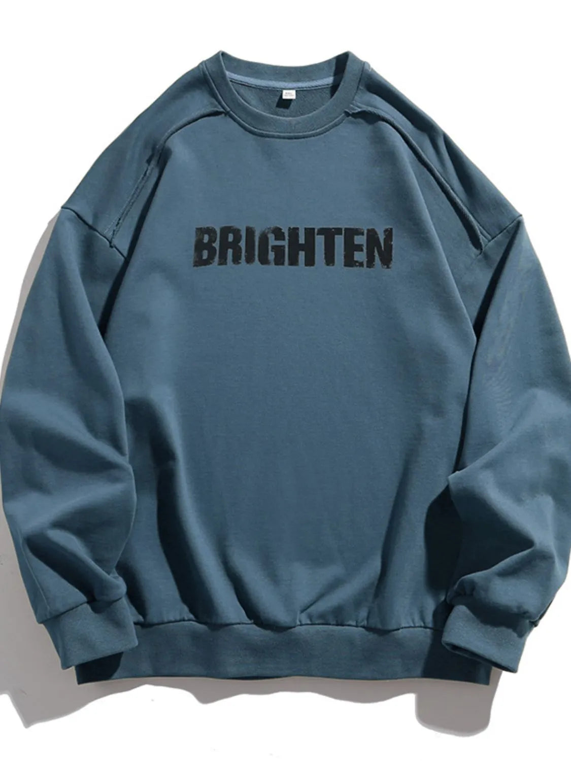 Men's long sleeve sweatshirt with letter graphic design, round neck, casual style, by Trendsi
