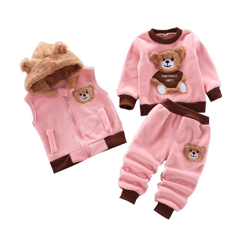 Boys And Girls Fashion Casual Three Pieces SetElevate your child's style with our Boys And Girls Fashion Casual Three Pieces Set. Made from soft and warm cotton, this set is perfect for autumn and winter. It feaInfant setPlush Fashions ShopPlush Fashion Shop