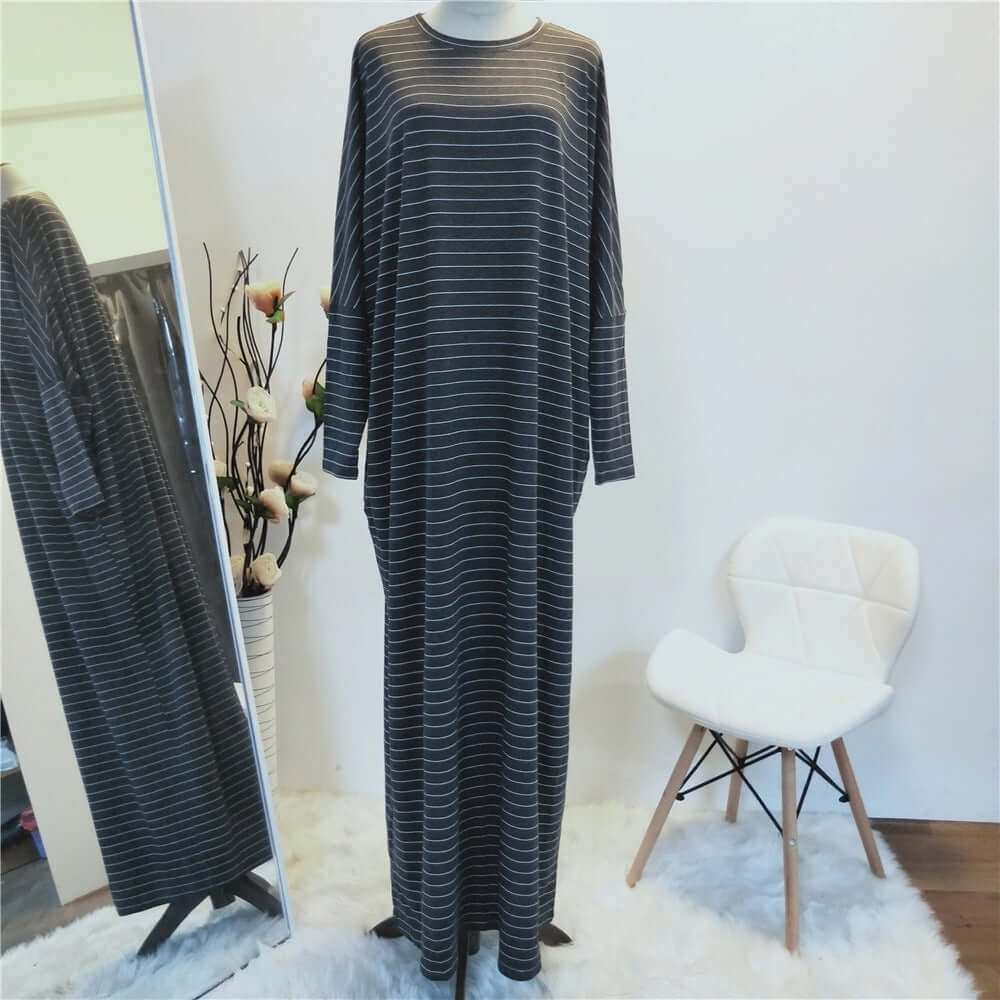 Large Women's Fashion Comfortable Bat Long Sleeve Stripe Casual Long DMake a statement with our Large Women's Fashion Comfortable Bat Long Sleeve Stripe Casual Long Dress! Made with soft cotton fabric and available in a variety of coloLong DressPlush Fashions ShopPlush Fashion Shop