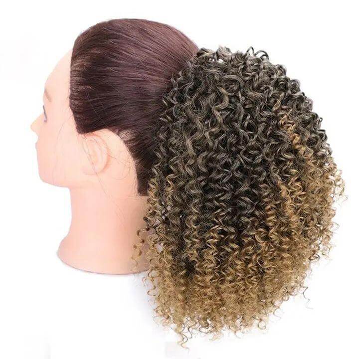 African drawstring stretch small curly wig, chemical fiber, 8-inch, varied colors.