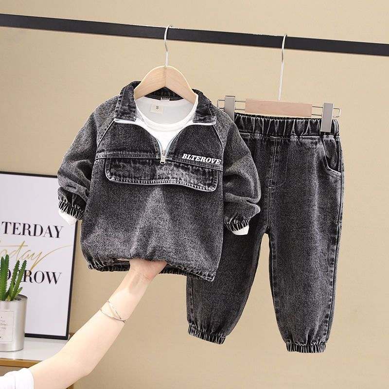 Boys Clothing New Clothes Fashionable Handsome Children's ClothingTransform your little boy into a fashionable and handsome young man with our Boy's Spring Clothing! Made from soft denim fabric, this two-piece suit in black or blueBaby clothsPlush Fashions ShopPlush Fashion Shop