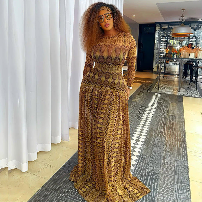 Retro Elegant Women's Waist-cinching Slimming Slightly Sheer A-line Skirt LadyShow.Store