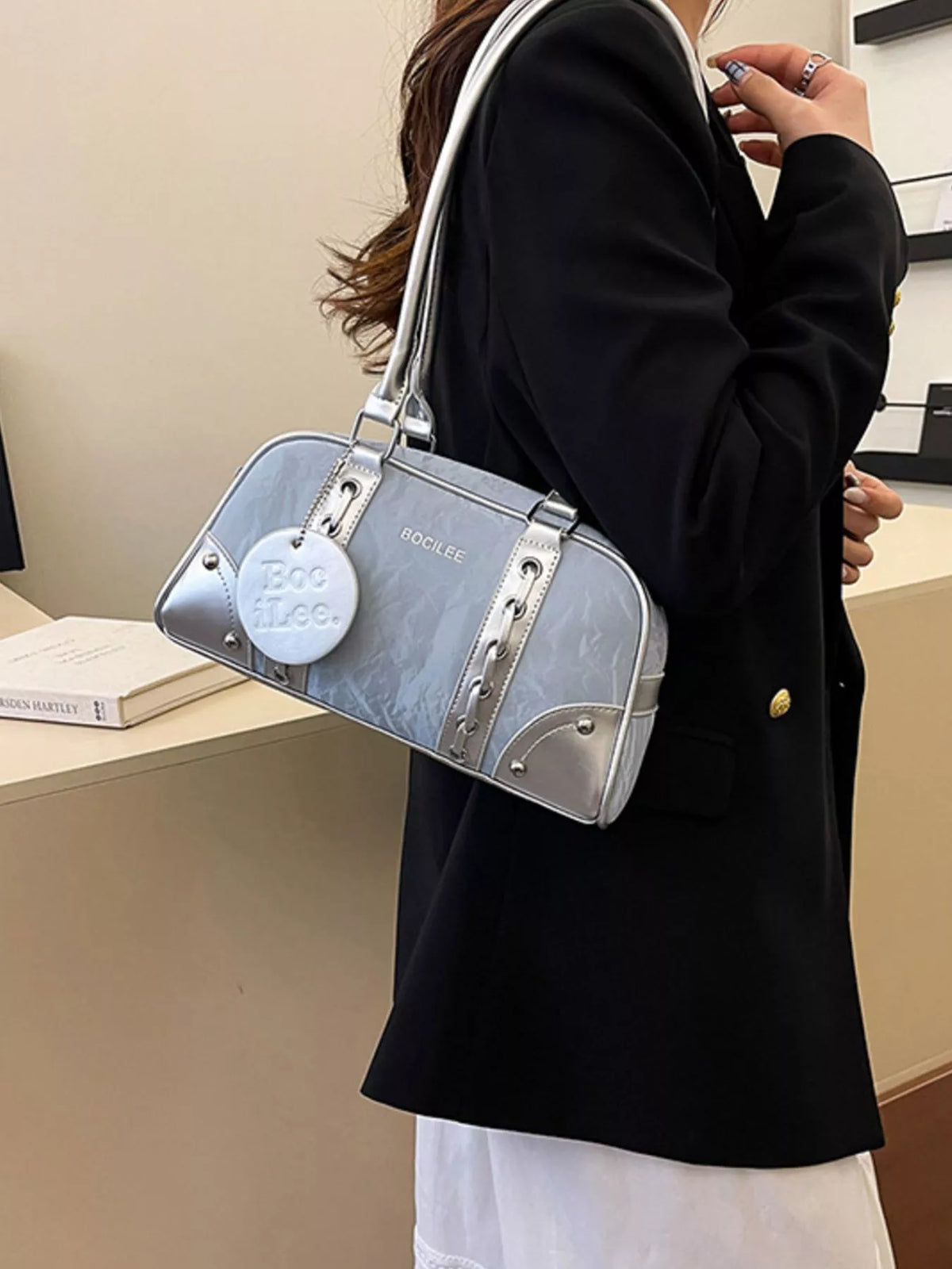 Plush Fashion Hub top handle shoulder bag with sleek design, featuring a sturdy handle and spacious interior for everyday use.