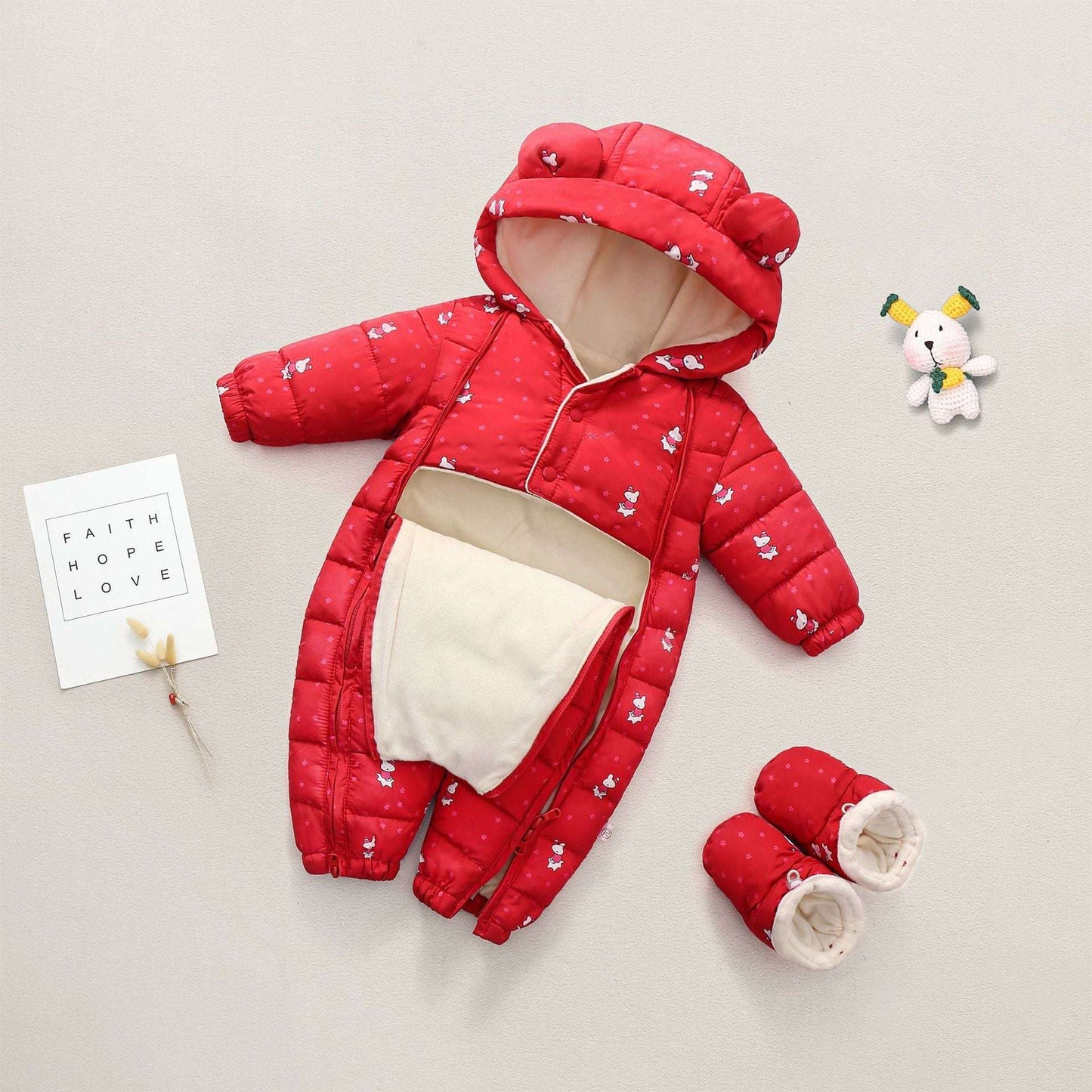 Boys' And Girls' Padded And Thickened Thermal Onesie - Plush Fashion Shop #