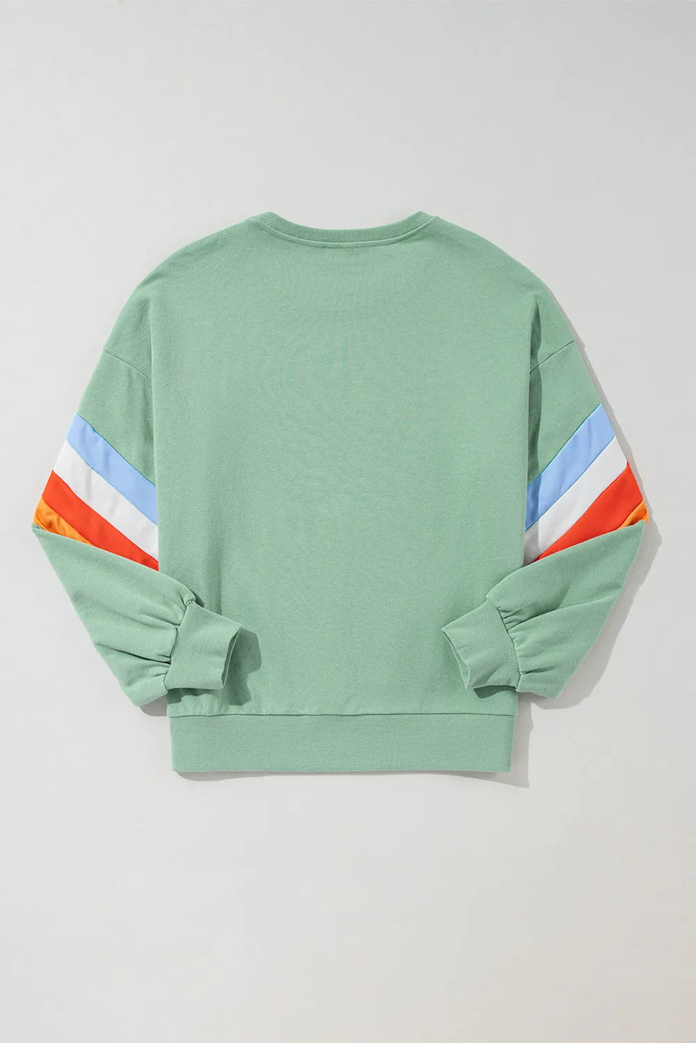Contrast round neck long sleeve sweatshirt from Plush Fashion Hub, casual tops with color-block design and comfortable fit.
