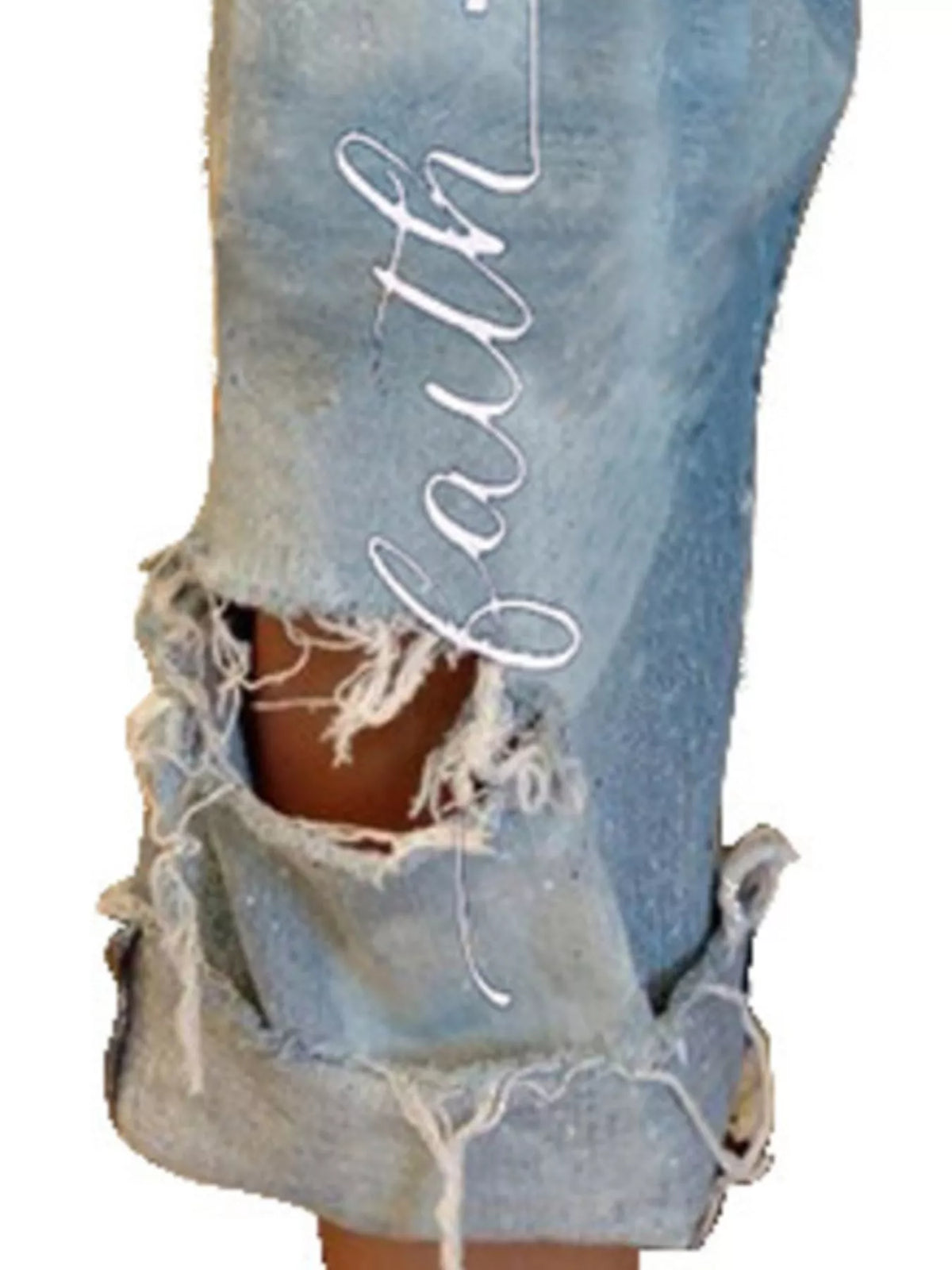 Full size floral distressed cropped jeans by Trendsi, showing a stylish pair of plus size denim with floral patterns and distressed details.
