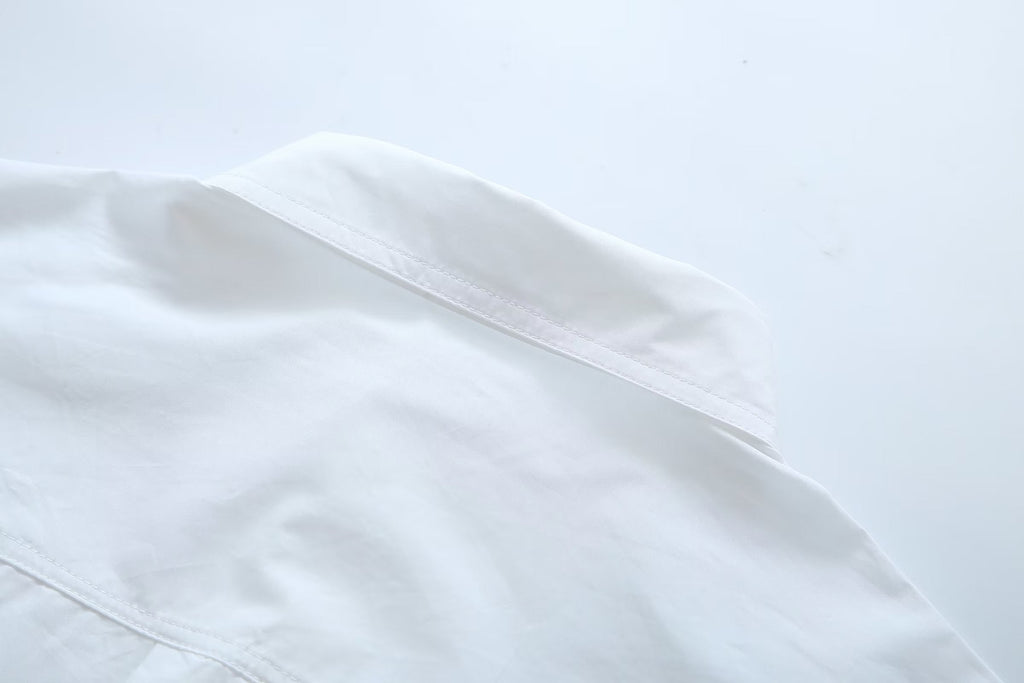 Bella Mia multicolor autumn bell sleeve pullover with collar and pockets, ideal office wear in blue solid color.