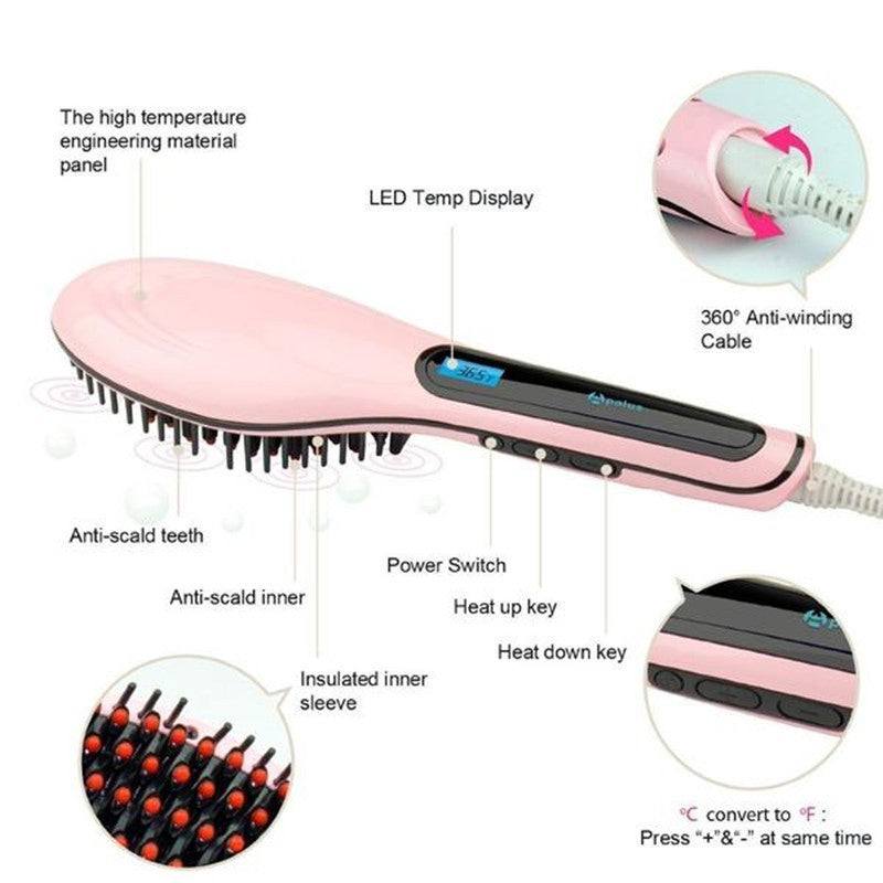 Paddle Brush Hair Straightener - Plush Fashions Shop 