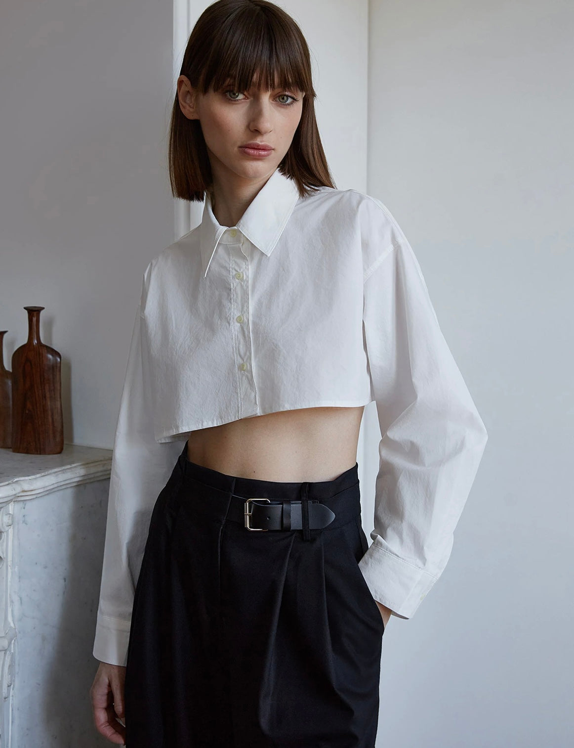 Preppy Sexy Cardigan Women Autumn Solid Color Top Polo Collared Single Breasted Ultra Short Long Sleeve Shirt Bella Mia