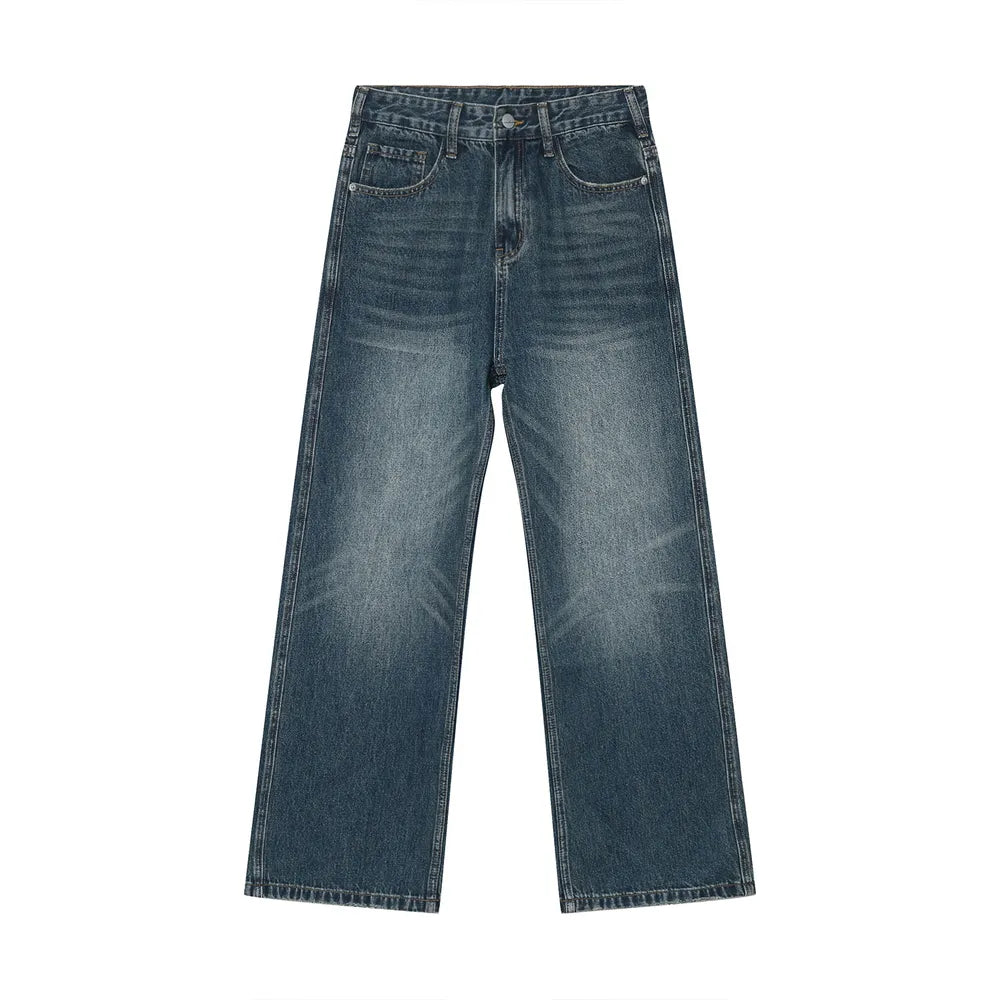 Plush Fashion Hub bootcut denim jeans with front and back pockets, classic style, and durable blue denim fabric.